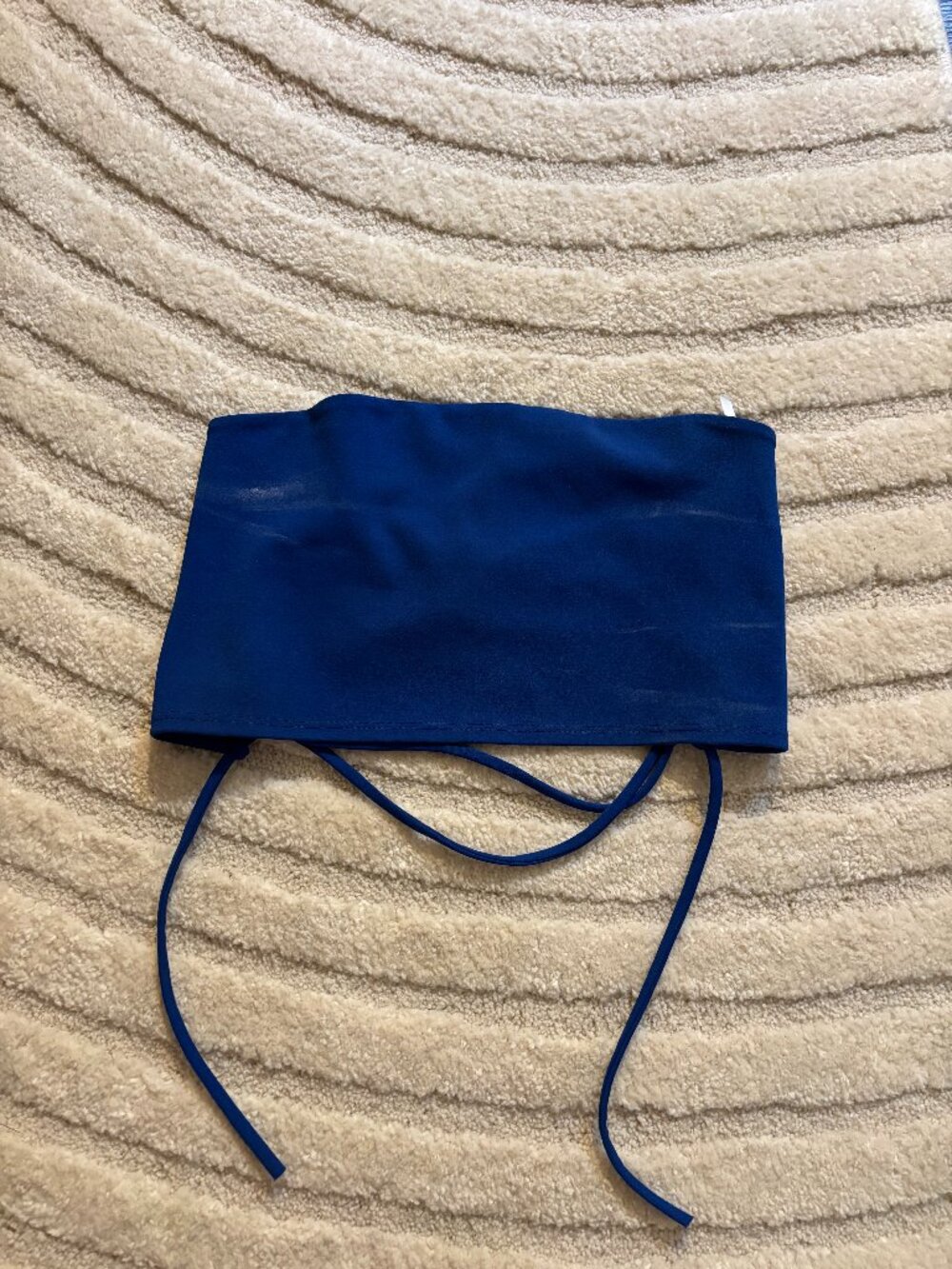 M Boutique Cobalt Blue Lace-Up Back Bandeau Crop Top Size L
